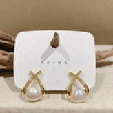 گوشواره استیل طلایی مرواریدی کد 4989-8