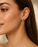 گوشواره استیل قلبی آویز زنجیری طلایی مینیمال - کد 4989-۱-2