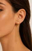 گوشواره استیل قلبی آویز زنجیری طلایی مینیمال - کد 4989-۱-2