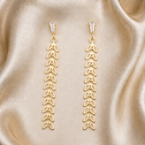 گوشواره استیل آویز گندمی طلایی - کد 4989-2-2